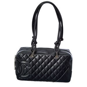Chanel Black Quilted Lambskin Leather Cambon Ligne Shopper Shoulder Bag